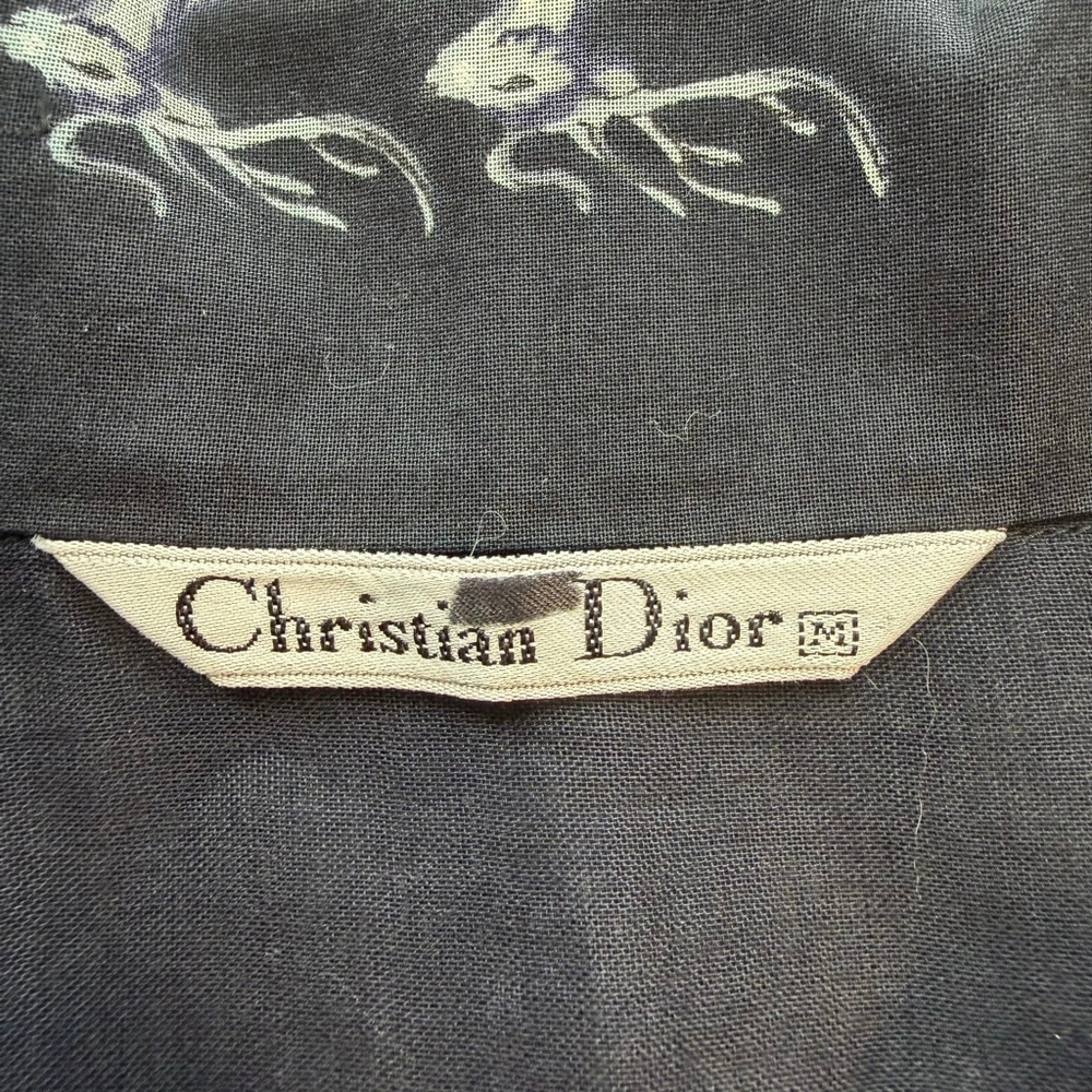 Christian Dior Vintage Deer Print Button Down Shirt Black Designer Luxury Size M - Picture 7 of 7